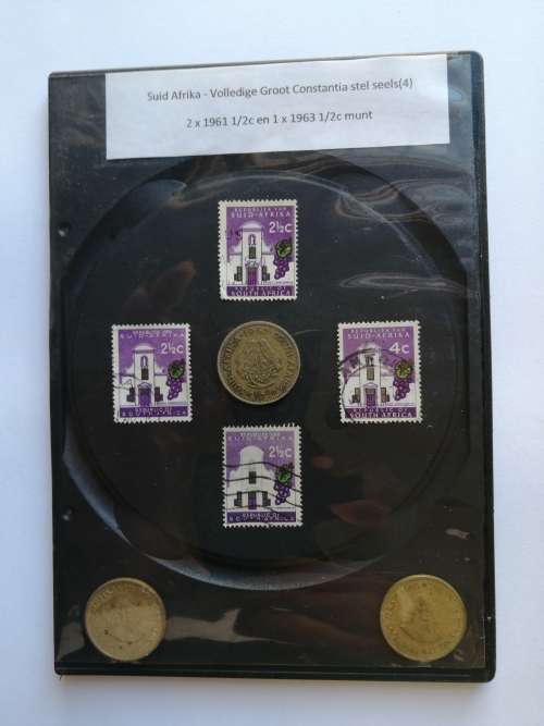 Half sent coins with complete set 0f 4  Groot Constantia stamps