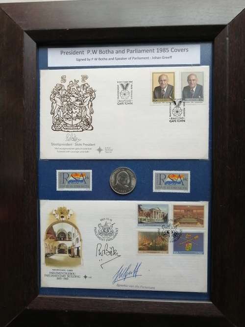 PW Botha set signed by himself and the Seaker of the Paliament in 1985
