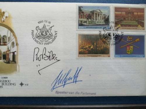 PW Botha set signed by himself and the Seaker of the Paliament in 1985