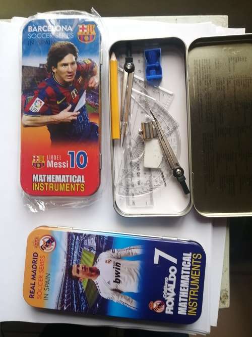 3 x Mathematical Instruments Soccer Collectable  sets: Rooney, Ronaldo and Messi