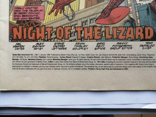 Spiderman Adventures comic book Jan #1