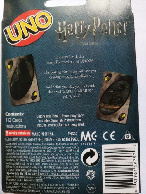 Uno Harry Potter Playing Cards