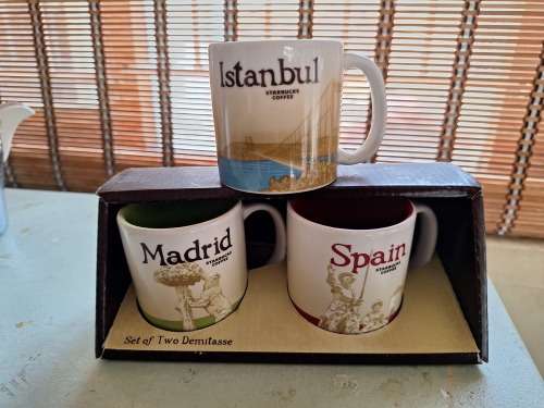 Set of 3 Starbucks coffee cups: Madrid, Spain and Istanbul