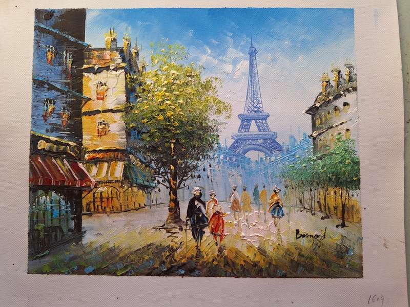Oil painting on canvas from Bernard from France - died in 1941 - Well known Artist (27 cm x 22  cm)