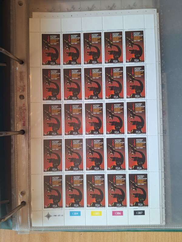 Complete sheet national cancer assosiation 5c stamps 1981