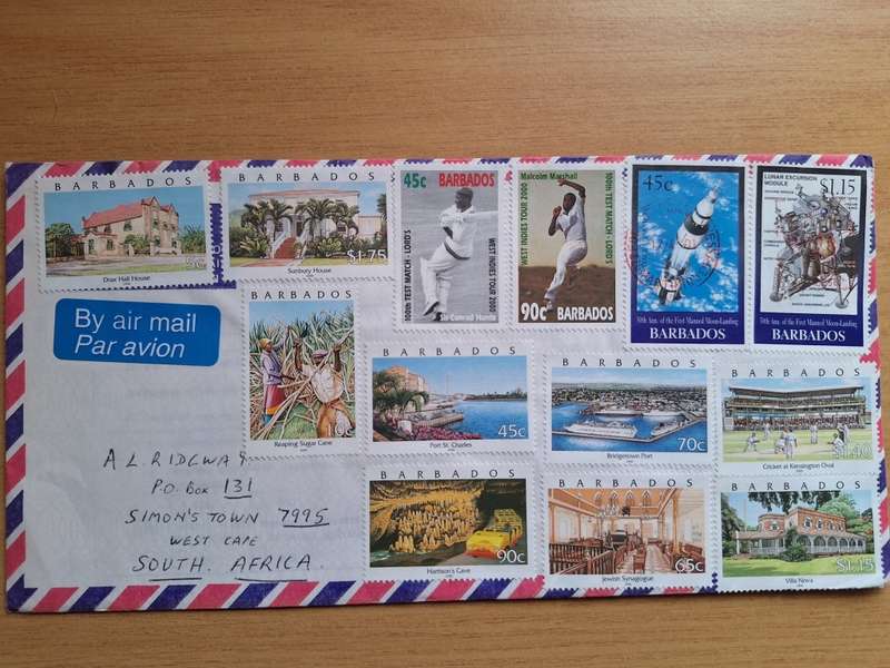 Unique Stamp cover set from Barbados - rare cricket stamps included