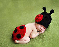 Newborn crochet photography props - Ladybug