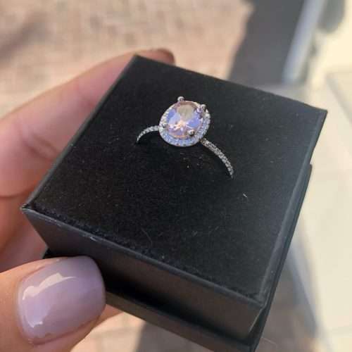 The 1.25 Ct. Nano Morganite Oval Cut Halo Engagement Ring