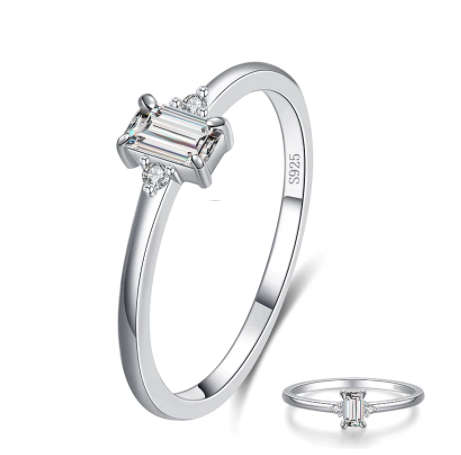 The Classic S925 Silver Emerald Cut Engagement Ring