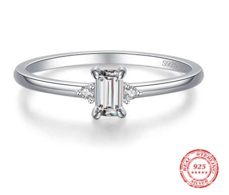 The Classic S925 Silver Emerald Cut Engagement Ring