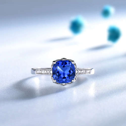 The S925 Silver 2.00 Ct. Cushion Cut Nano Sapphire Engagement Ring