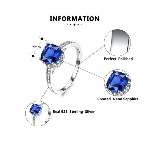 The S925 Silver 2.00 Ct. Cushion Cut Nano Sapphire Engagement Ring