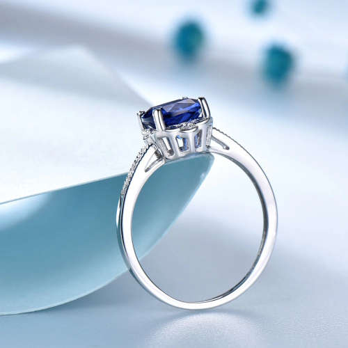The S925 Silver 2.00 Ct. Cushion Cut Nano Sapphire Engagement Ring