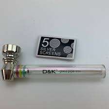 NEW LISTING!!! UPGRADED VERSION - G&K HIGH QUALITY GLASS SMOKING PIPE WITH 5 SILVER SCREENS