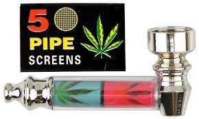 NEW LISTING UPGRADED VERSION - GandK HIGH QUALITY GLASS SMOKING PIPE WITH 5 SILVER SCREENS