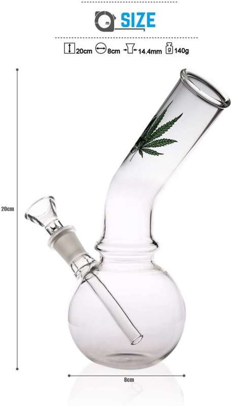 MINI GLASS BONG WITH MARIJUANA LEAF PRINT