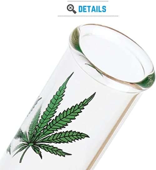 MINI GLASS BONG WITH MARIJUANA LEAF PRINT