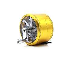 50mm 4 LAYER METAL ALLOY HERB GRINDER WITH HANDLE (GREEN OR BLUE)