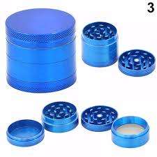 50mm 4 LAYER METAL ALLOY HERB GRINDER WITH HANDLE (GREEN OR BLUE)