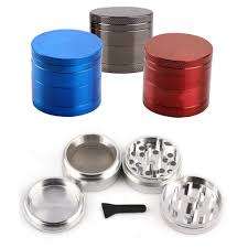 50mm 4 LAYER METAL ALLOY HERB GRINDER WITH HANDLE (GREEN OR BLUE)