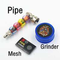 METAL PIPE WITH PIPE SCREENS AND ACRYLIC HERB CRUSHER