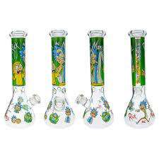 RATED #1  X LARGE 55 CM  RICK and MORTY STYLE GLASS WATER/ICE BEAKERSTYLE  BONG ULTRA THICK !1