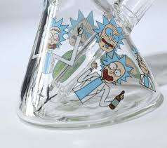 RATED #1  X LARGE 55 CM  RICK and MORTY STYLE GLASS WATER/ICE BEAKERSTYLE  BONG ULTRA THICK !1