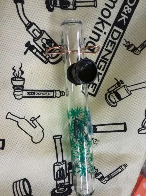 SOMETHING UNIQUE FROM SPECIAL SMOKING BRAND DandK - GLASS SMOKING PIPE/TUBE (MARIJUANA PRINT)