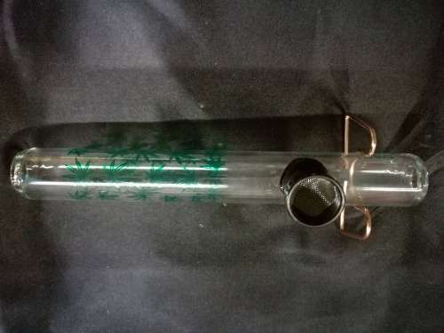 SOMETHING UNIQUE FROM SPECIAL SMOKING BRAND DandK - GLASS SMOKING PIPE/TUBE (MARIJUANA PRINT)