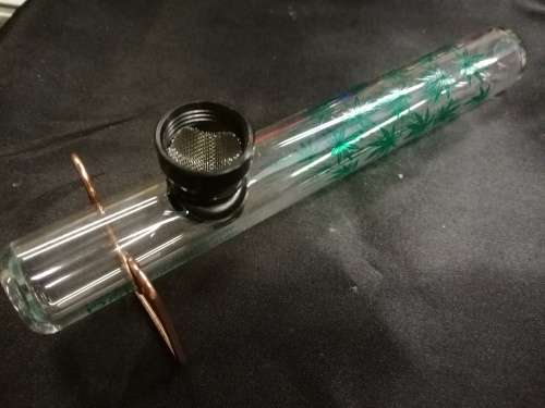 SOMETHING UNIQUE FROM SPECIAL SMOKING BRAND DandK - GLASS SMOKING PIPE/TUBE (MARIJUANA PRINT)