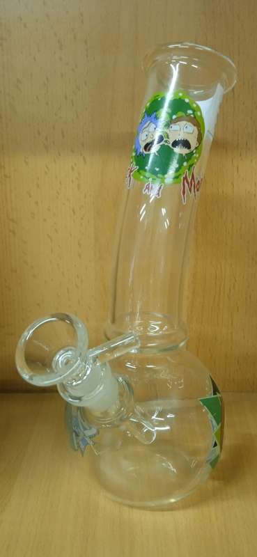 RICK and MORTY WITH ROUND BOTTOM (GLASS BONG WITH REMOVABLE ATTACHMENT)  MED