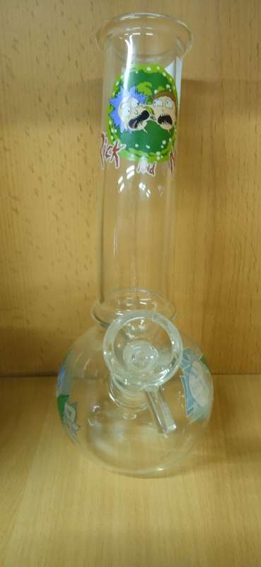 RICK and MORTY WITH ROUND BOTTOM (GLASS BONG WITH REMOVABLE ATTACHMENT)  MED