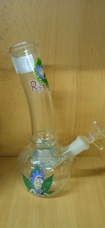 RICK and MORTY WITH ROUND BOTTOM (GLASS BONG WITH REMOVABLE ATTACHMENT)  MED
