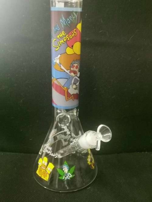 LARGE 50 CM  RICK and MORTY STYLE GLASS WATER/ICE BEAKERSTYLE  BONG ULTRA THICK !1