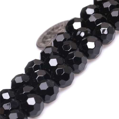 Agate faced black  beads 10 mm  - 5pcs