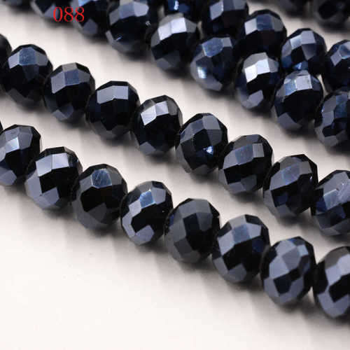 crystal Black faced round beads 4 mm - 150 pc