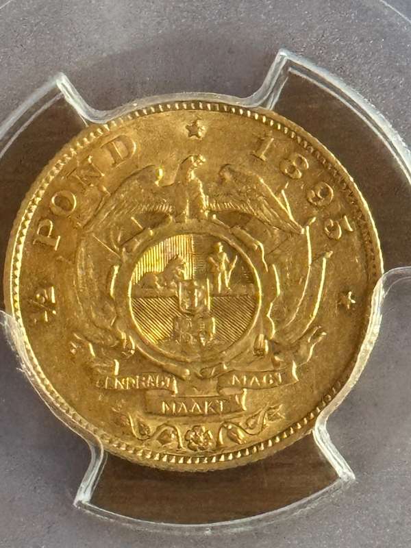 1895 NGC AU55 gold ZAR half pond