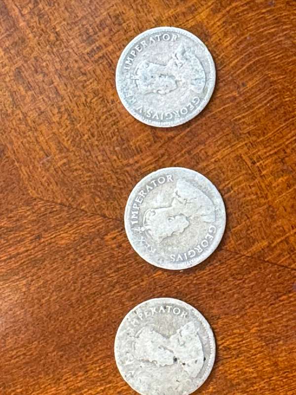 Various old South African coins