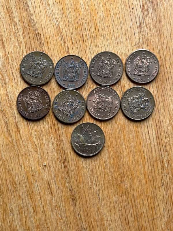 9 x South Africa 1/2 cents