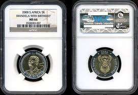 2008 Mandela 90th R5 !!!! MS66 NGC Graded