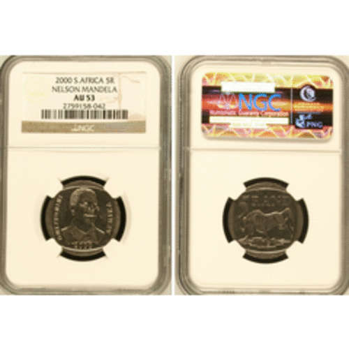 2000 Smiling Mandela R5 !!!!!!  AU 53 Graded !!!!