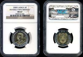 2008 Mandela 90th R5 !!!! MS67 NGC Graded