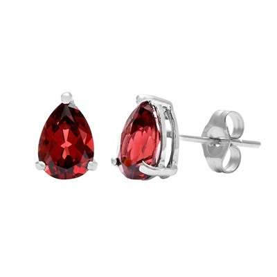 Garnet Stud Earrings in Sterling Silver