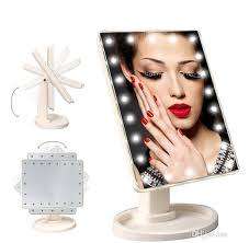 Woman Makeup Mirror Touch Screen 22/16 LED Cosmetic Mirrors 360°Rotating Folding