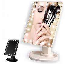 Woman Makeup Mirror Touch Screen 22/16 LED Cosmetic Mirrors 360°Rotating Folding