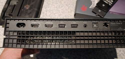Xbox One X 1TB, Vertical Stand with fan, USB and Charging Dock, Sparkfox dual charger and battery