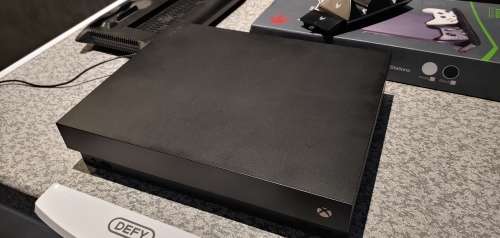 Xbox One X 1TB, Vertical Stand with fan, USB and Charging Dock, Sparkfox dual charger and battery