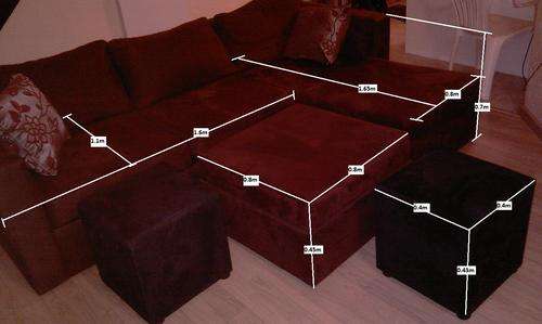 3 Peice Plum Suede Lounge Suite + 2 Single Suede Stools