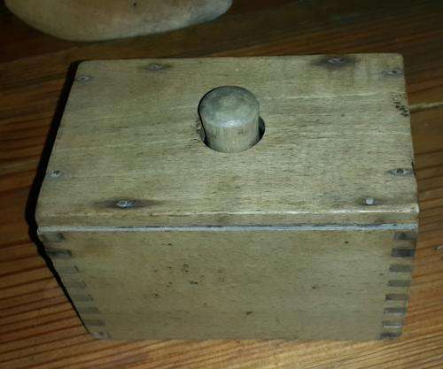 antique wooden butter mould and press