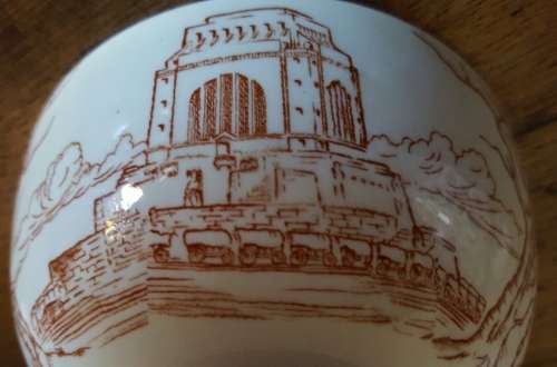 2 x Voortrekker Groot Trek commemorative bowls with saucers